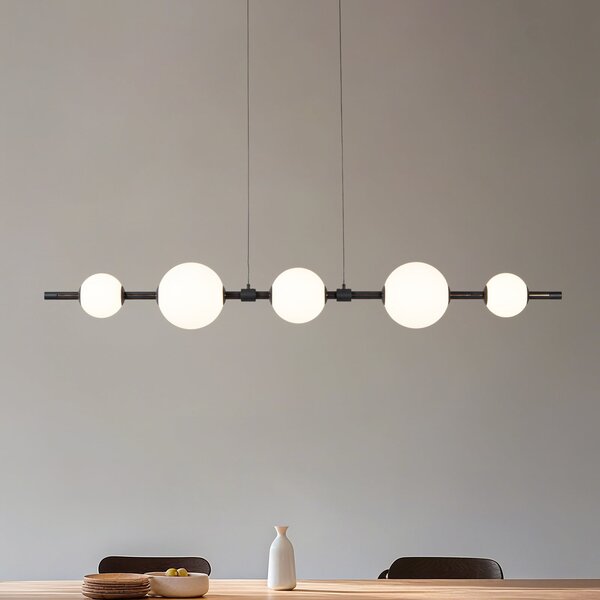 Lucande LED viseća svjetiljka Tanira, crno/bijela, 140 cm, postupno prigušivanje, prigušiva, Crno, Dnevni boravak/blagovaonica, Metal