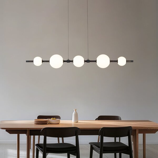 Lucande LED viseća svjetiljka Tanira, crno/bijela, 140 cm, postupno prigušivanje, prigušiva, Crno, Dnevni boravak/blagovaonica, Metal