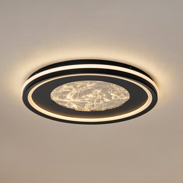 Lucande LED stropna svjetiljka Tillian, crno/zlatna, 50 cm, prigušljiva, prigušiva, Crno, Dnevni boravak/blagovaonica, Metal