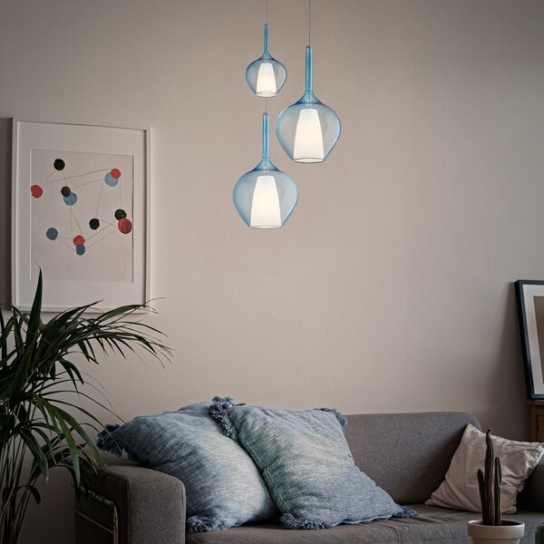 IDEAL LUX Viseća lampa Ideal Lux Kalique 1, plava, Ø 18 cm, plastika, prigušiva, Plava, Dnevni boravak/blagovaonica, Plastika