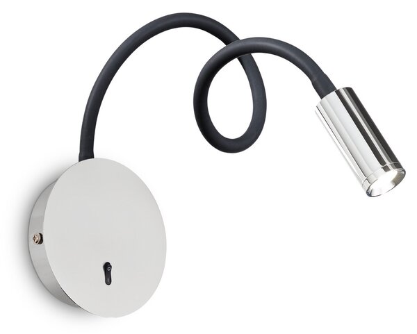 IDEAL LUX Ideal Lux LED zidna svjetiljka Focus 2, krom, 55 cm, fleksibilni krak, Metalik, Dnevni boravak/blagovaonica, Metal
