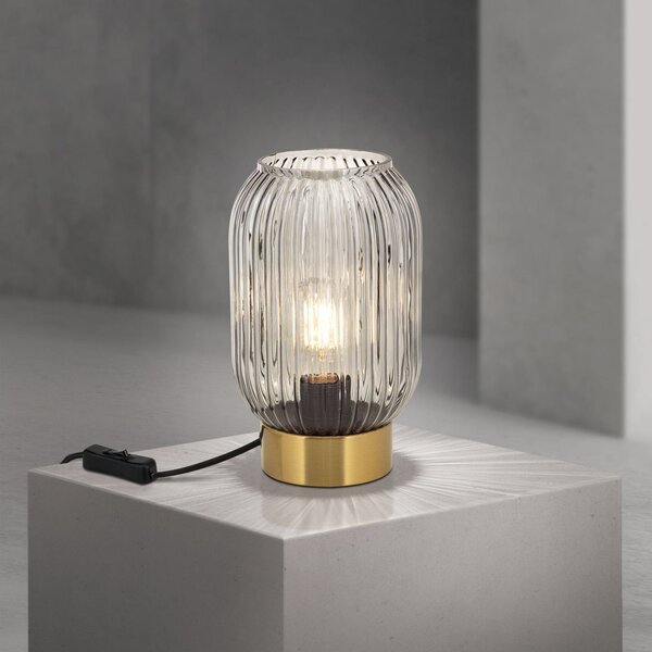 ORION Karnevalska stolna lampa, dimno siva, staklo, visina 23,5 cm, E27, Sivo, Dnevni boravak/blagovaonica, Staklo