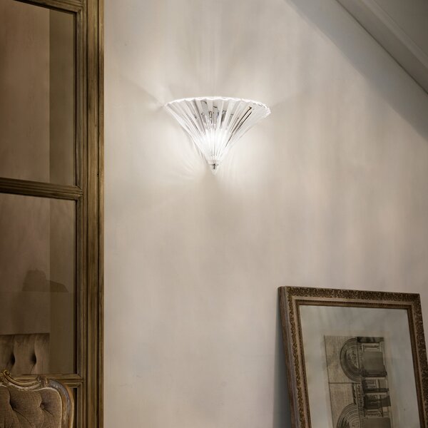 IDEAL LUX Zidna lampa Ideal Lux Santa, širina 39 cm, prozirna, staklo, Providna, Dnevni boravak/blagovaonica, Staklo