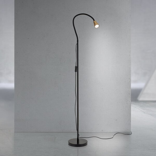 ORION Podna lampa s točkicama, boje mesinga, visina 145 cm, fleksibilni krak, GU10, Zlato / mjed, Dnevni boravak/blagovaonica, Metal