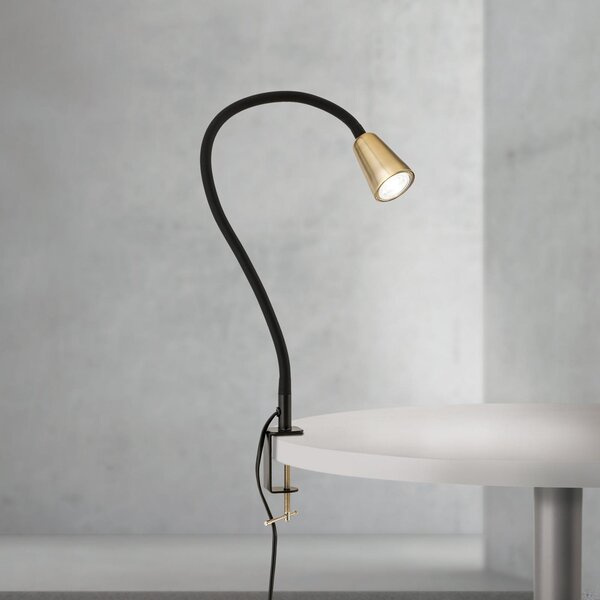 ORION Stolna lampa Dotty, boje mesinga, visina 65 cm, stezaljka, GU10, Zlato / mjed, Dnevni boravak/blagovaonica, Metal