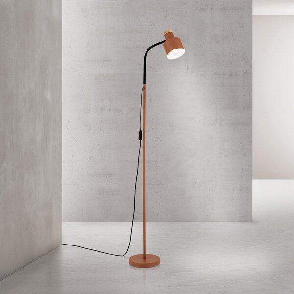 ORION Podna lampa Gili, čelik, koraljno crvena, visina 150 cm, E27, Crvena, Dnevni boravak/blagovaonica, Metal, Svjetlo za čitanje