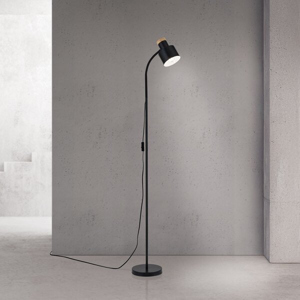 ORION Gili podna lampa, mat crna, čelik, visina 150 cm, E27, Crno, Dnevni boravak/blagovaonica, Metal, Svjetlo za čitanje