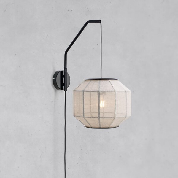 Markslöjd Zidna lampa Asuka, Ø 27 cm, bež/crna, tkanina/metal, Bež, Dnevni boravak/blagovaonica, Tkanina / tekstil