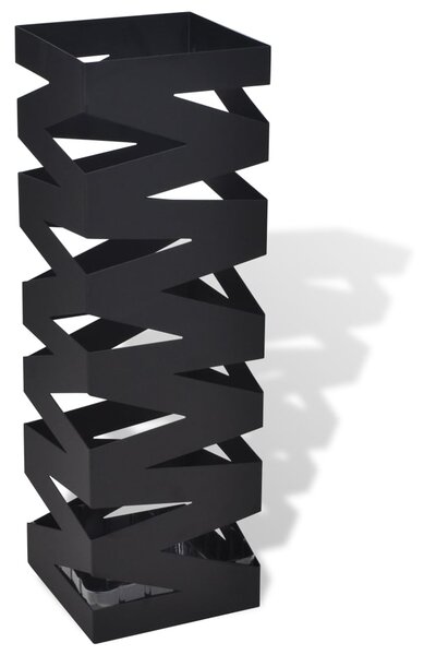 VidaXL Crni četvrtasti stalak za kišobrane i štapove 48,5 cm