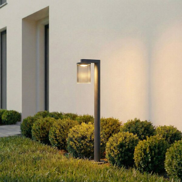 Lucande LED svjetiljka za put Beelia, antracit, 90 cm, rebrasta, Crno, Aluminij