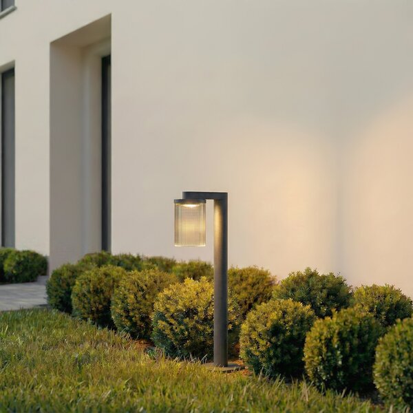 Lucande LED svjetiljka za put Beelia, antracit, 60 cm, rebrasta, Crno, Aluminij