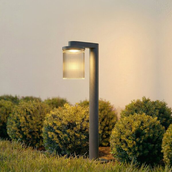 Lucande LED svjetiljka za put Beelia, antracit, 60 cm, rebrasta, Crno, Aluminij