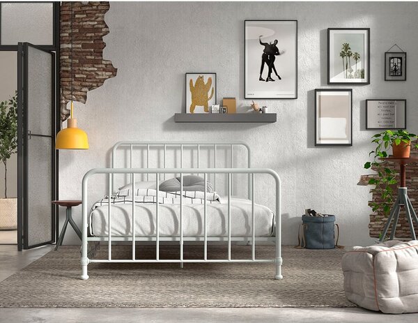 Bijeli metalni bračni krevet s podnicom 140x200 cm BRONXX – Vipack
