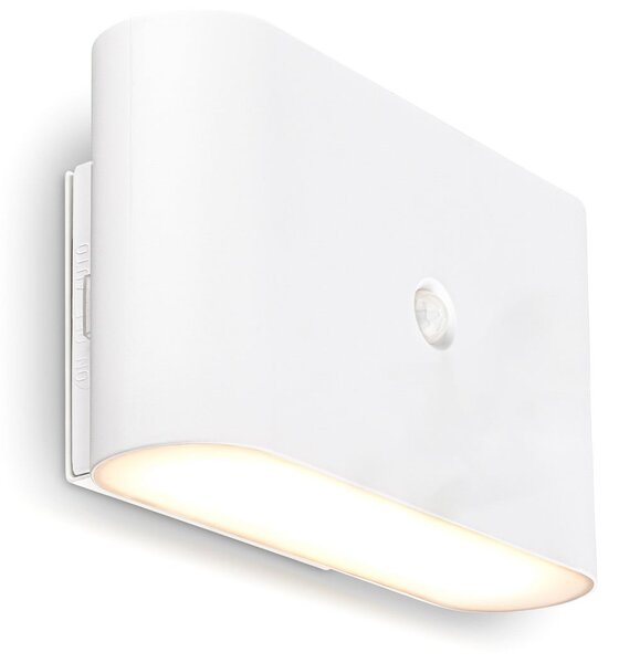Briloner LED zidna lampa na baterije Chat, bijela, 16 cm, plastika, senzor, Bijela, Dnevni boravak/blagovaonica, Plastika, Zidni kvadrat