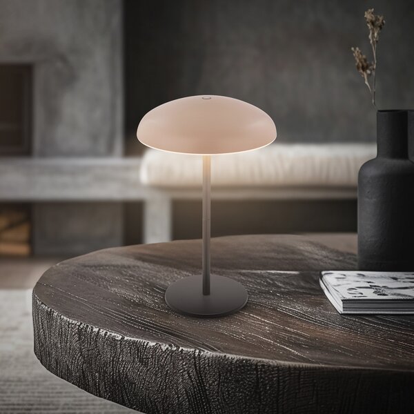 Briloner LED stolna lampa na baterije Brilo unplugged Caxa, bež/antracit, prigušiva, Crno, Metal