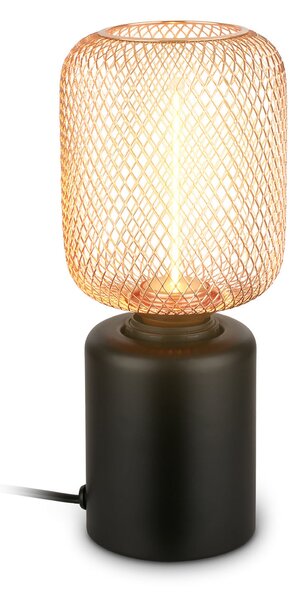 Briloner Stolna lampa Rist, crna/ružičasto zlato, visina 22 cm, metal, Ružičasta ruža, Dnevni boravak/blagovaonica, Metal