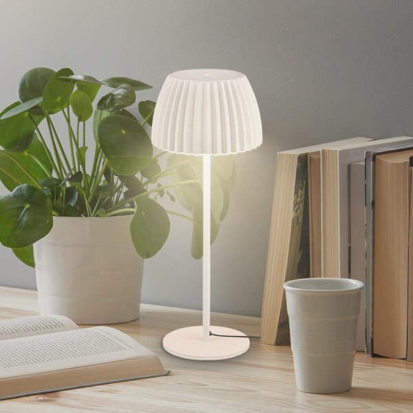 Briloner LED stolna lampa Loca, antikno bijela, visina 36 cm, metal/plastika, prigušiva, Bijela, Dnevni boravak/blagovaonica, Metal