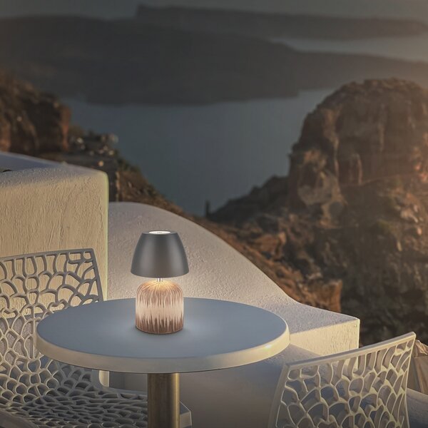 Briloner LED stolna lampa na baterije Brilo unplugged Cera, antracit, 22 cm, prigušiva, Drvo, Keramika