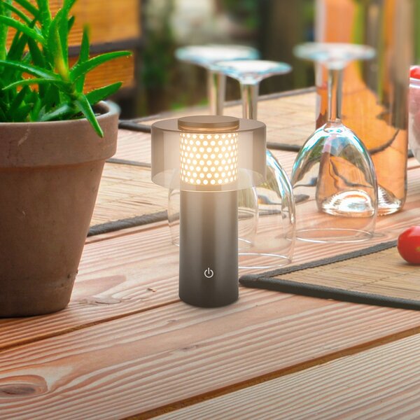 Briloner LED stolna lampa na baterije Brilo unplugged Gila, zlatna/crna 21 cm, prigušiva, Crno, Metal