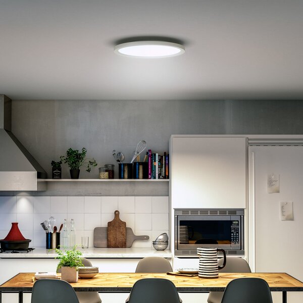 Philips Hue LED stropna svjetiljka White Ambiance Aurelle, Ø 40 cm, prigušiva, Bijela, Dnevni boravak/blagovaonica, Metal