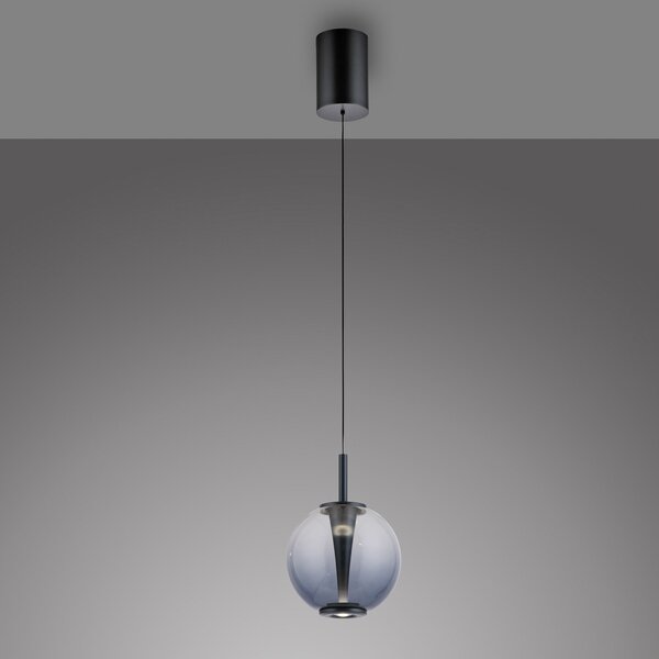 PURE LED viseća svjetiljka Infinity, siva/dimno siva, Ø 18 cm, CCT, prigušiva, Sivo, Dnevni boravak/blagovaonica, Staklo