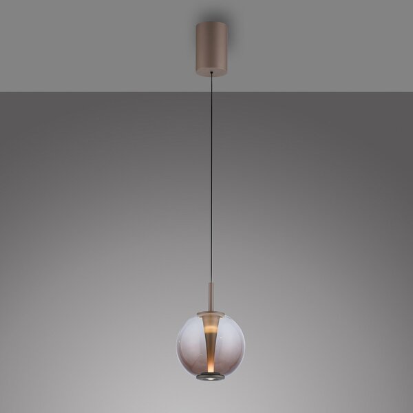 PURE LED viseća svjetiljka Infinity, bronca/jantar, Ø 18 cm, CCT, prigušiva, Bronca / stari mesing, Dnevni boravak/blagovaonica, Staklo