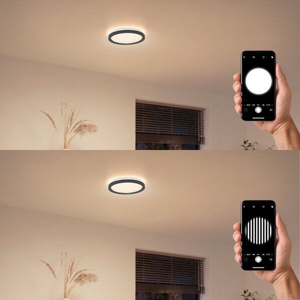 Philips LED stropna svjetiljka Aio RD crna Ø 30 cm daljinski upravljač, prigušiva, Crno, Područje hodnika, Metal