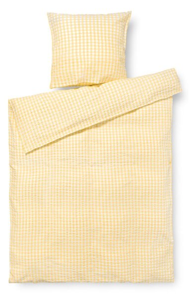 Žuto-bijela posteljina za krevet za jednu osobu-za produženi krevet od krepa 140x220 cm Bæk&Bølge – JUNA