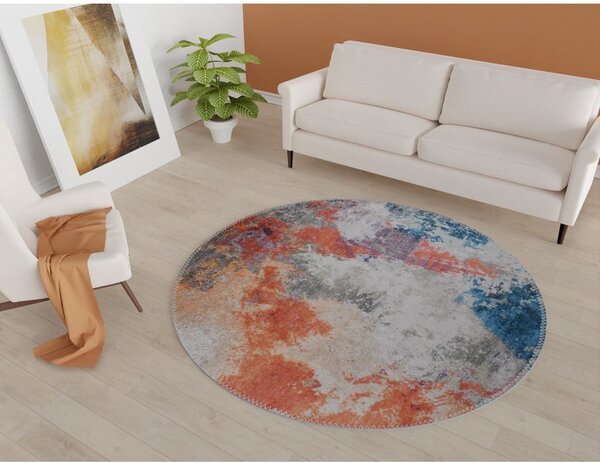 Plavo-narančasti perivi okrugli tepih ø 80 cm – Vitaus