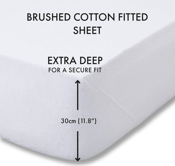 Bijela flanelska plahta s gumom 150x200 cm Brushed – Catherine Lansfield