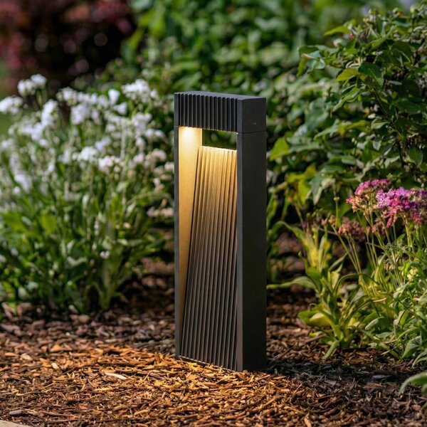 Lucande LED postolje, Tavion, 40 cm, antracit, IP65, Crno, Aluminij