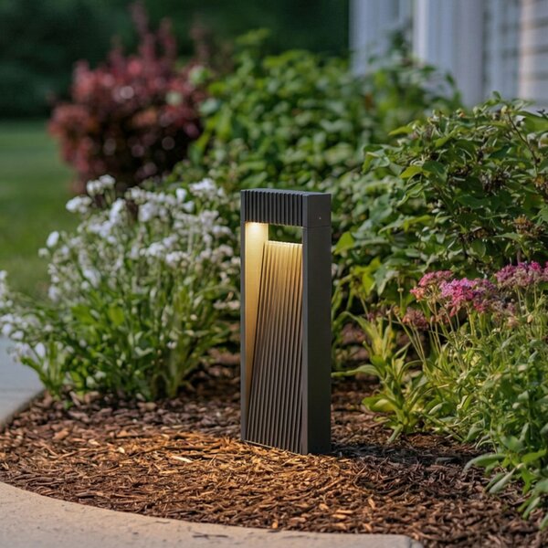 Lucande LED postolje, Tavion, 40 cm, antracit, IP65, Crno, Aluminij