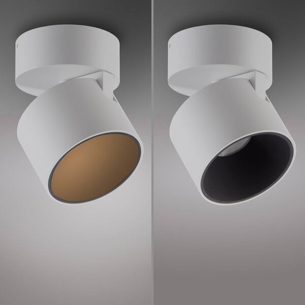 PURE LED stropna svjetiljka Cup, bijela, Ø 9,5 cm, metal, prigušiva, Bijela, Dnevni boravak/blagovaonica, Metal