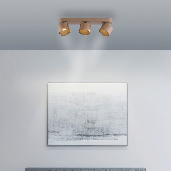 PURE LED stropni reflektor Cup, brončani, 56 cm, metalni, 3 žarulje., prigušiva, Bronca / stari mesing, Dnevni boravak/blagovaonica, Metal
