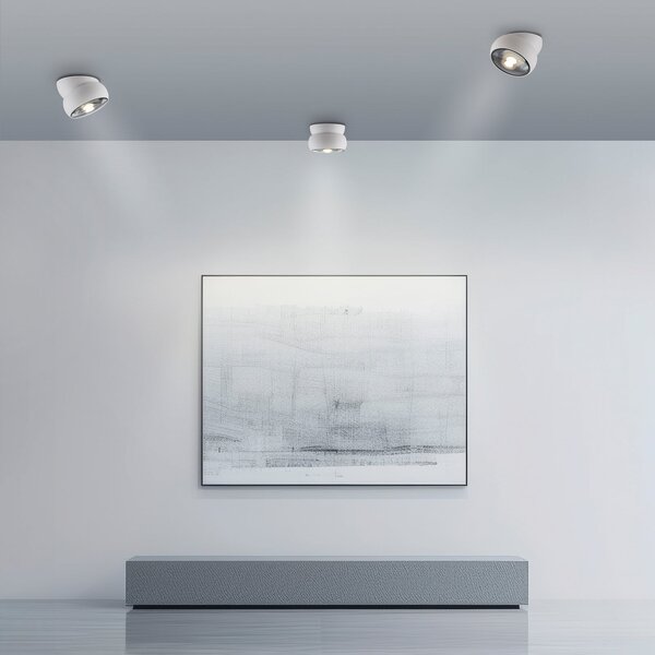 PURE Move LED stropni reflektor, bijeli, Ø 12 cm, metal/staklo, prigušiva, Bijela, Dnevni boravak/blagovaonica, Metal
