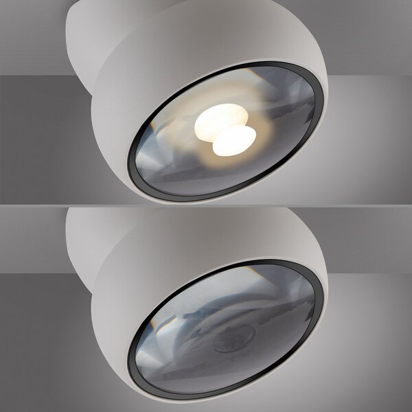 PURE Move LED stropni reflektor, bijeli, Ø 12 cm, metal/staklo, prigušiva, Bijela, Dnevni boravak/blagovaonica, Metal