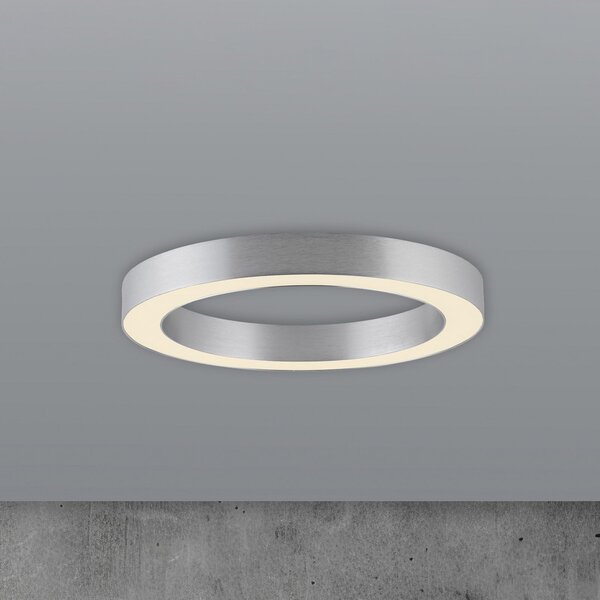 PURE LED stropna svjetiljka Lines, Ø 35 cm, srebrna, CCT, prigušiva, Metalik, Dnevni boravak/blagovaonica, Metal