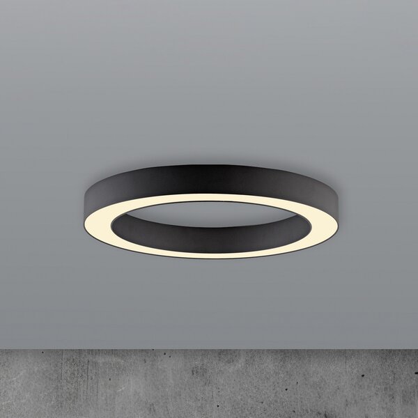 PURE LED stropna svjetiljka Lines, Ø 35 cm, grafitna, CCT, daljinski upravljač, prigušiva, Crno, Dnevni boravak/blagovaonica, Metal