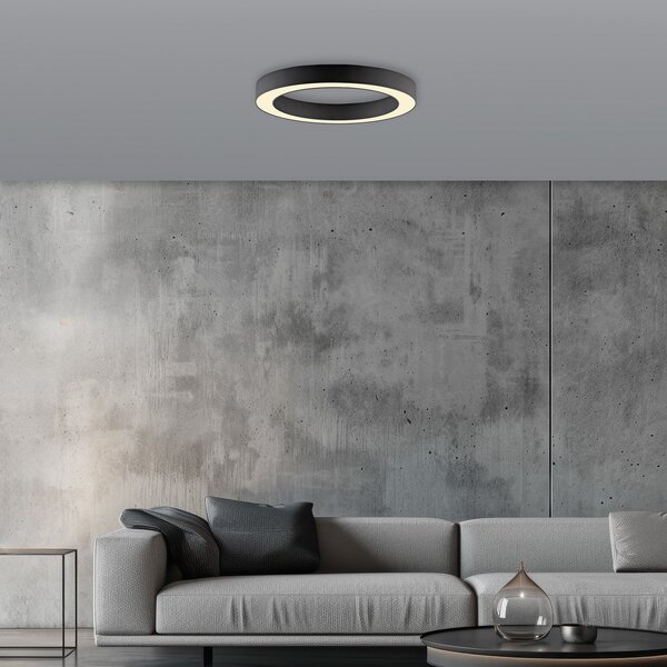 PURE LED stropna svjetiljka Lines, Ø 35 cm, grafitna, CCT, daljinski upravljač, prigušiva, Crno, Dnevni boravak/blagovaonica, Metal