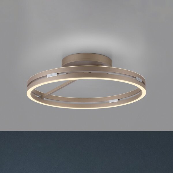 PURE LED stropna svjetiljka Loop brončana, metalna Ø 60 cm CCT, prigušiva, Bronca / stari mesing, Dnevni boravak/blagovaonica, Aluminij, Pokrivač okrugli izravno