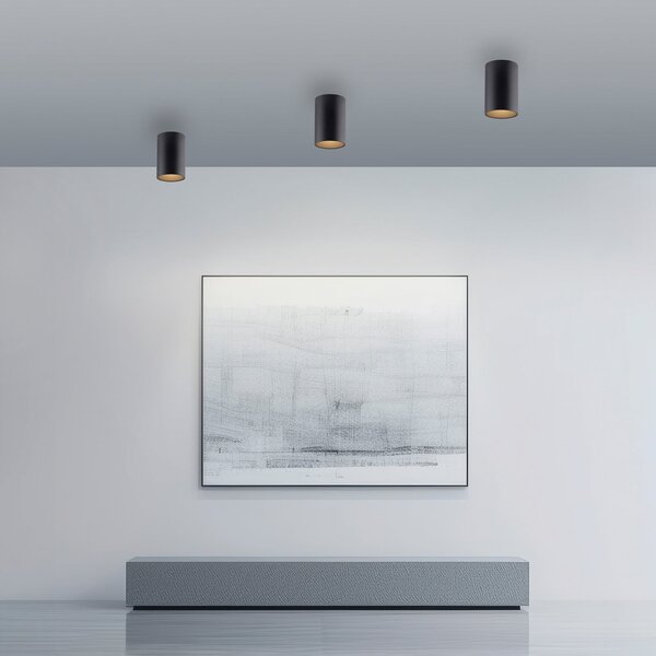 PURE Point LED stropna svjetiljka za kupaonicu, crna, Ø 6 cm, metal, IP44, prigušiva, Crno, kupaonica, Metal
