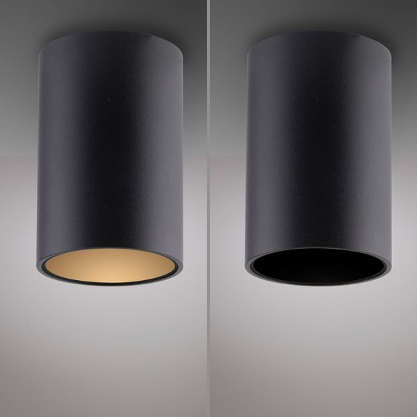 PURE Point LED stropna svjetiljka za kupaonicu, crna, Ø 6 cm, metal, IP44, prigušiva, Crno, kupaonica, Metal