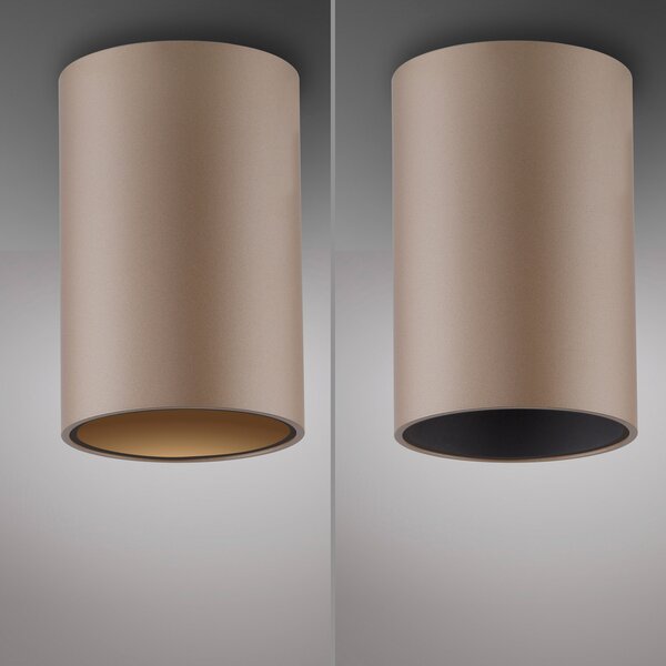 PURE Point LED stropna svjetiljka za kupaonicu, brončana, Ø 6 cm, IP44, prigušiva, Bronca / stari mesing, kupaonica, Metal