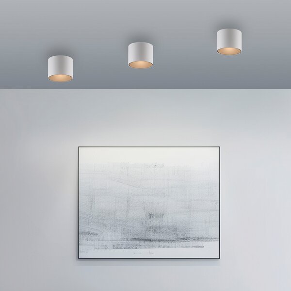 PURE Point LED stropna svjetiljka za kupaonicu, bijela, Ø 18 cm, metal, IP44, prigušiva, Bijela, kupaonica, Metal