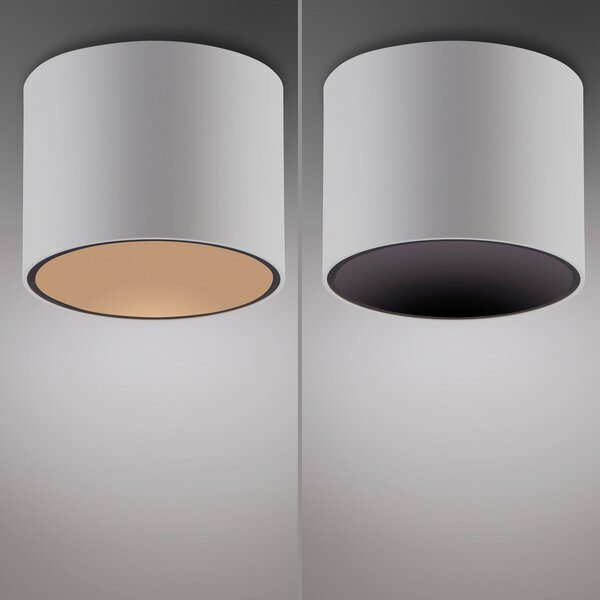 PURE Point LED stropna svjetiljka za kupaonicu, bijela, Ø 18 cm, metal, IP44, prigušiva, Bijela, kupaonica, Metal