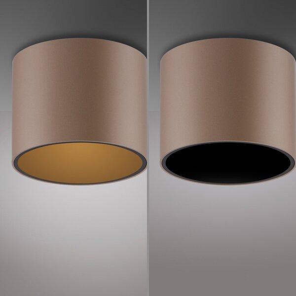 PURE Point LED stropna svjetiljka za kupaonicu, brončana, Ø 18 cm, IP44, prigušiva, Bronca / stari mesing, kupaonica, Metal