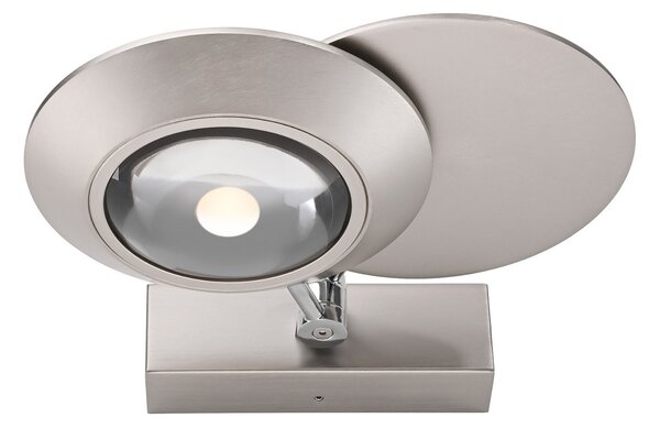 PURE Oculis LED zidna svjetiljka, srebrna, 30 cm, željezo, 2 svjetla, prigušiva, Metalik, Dnevni boravak/blagovaonica, Metal