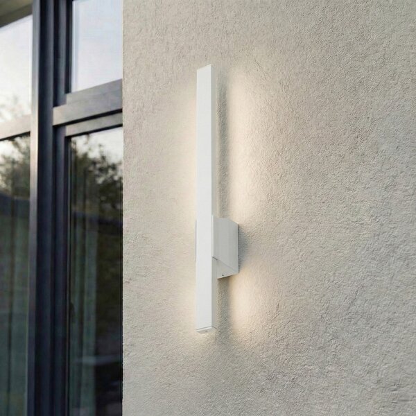 Lindby LED vanjska zidna svjetiljka Sakari, bijela, aluminij, visina 50 cm, Bijela, Aluminij