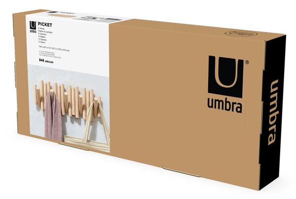 Zidna vješalica od borovine u prirodnoj boji Picket - Umbra