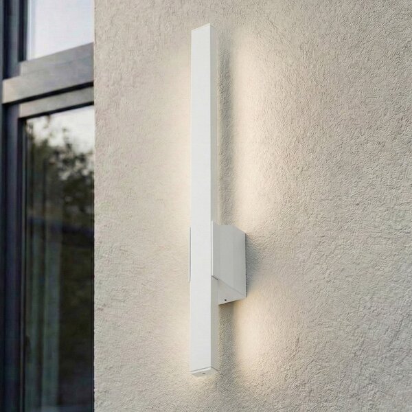 Lindby LED vanjska zidna svjetiljka Sakari, bijela, aluminij, visina 50 cm, Bijela, Aluminij